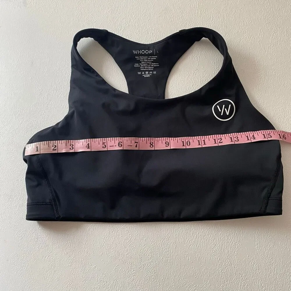 WHOOP Black Racerback Sports Bra Size L High Support Workout Running